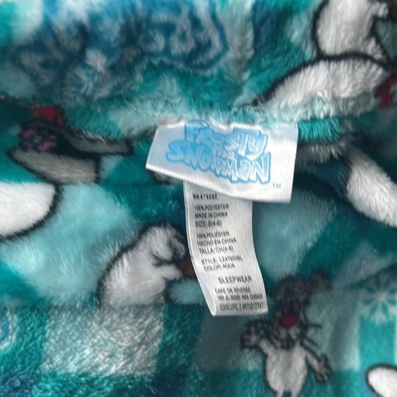 Frosty the snowman lounge pants Cozy Pajamas Snowman Print small fleece plush - Picture 3 of 3